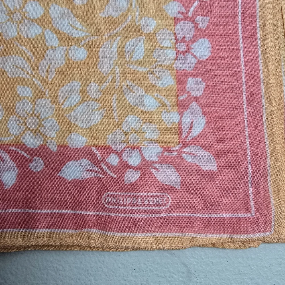 Philippe Venet Orange/Pink Floral Scarf-Pocket Square 16
